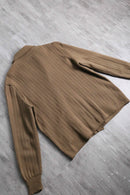 suede swiching open collar knit