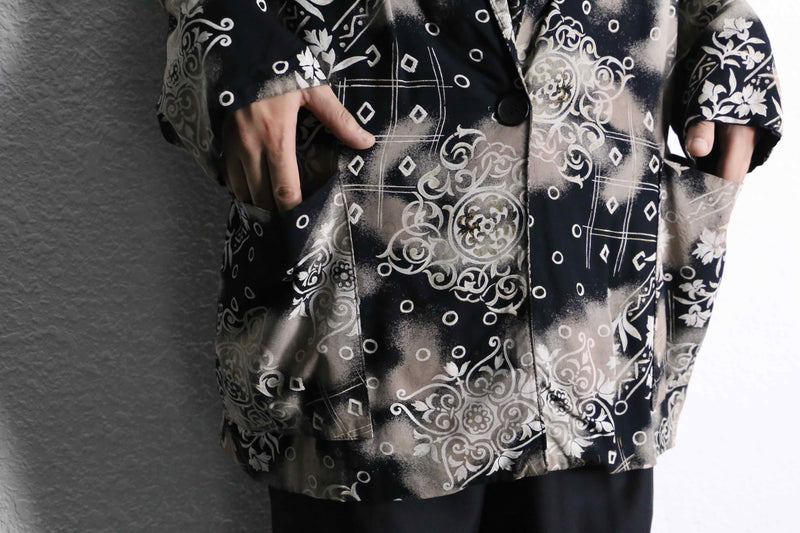full pattern rayon easy tailored jacket