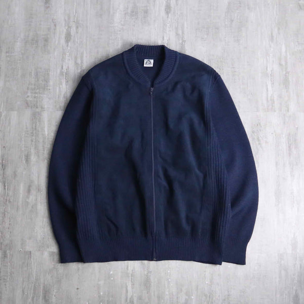 suede switching zip-up knit