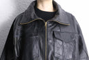 ''Re:makn''pattern short leather jacket