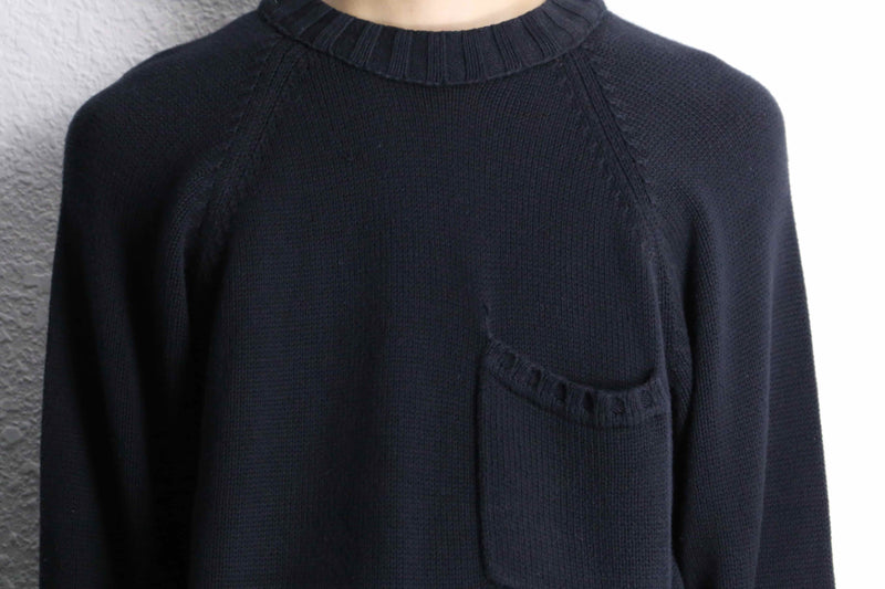navy color cotton knit