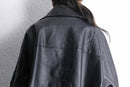 ''Re:makn''pattern short leather jacket