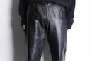 black color real leather stitch design pants