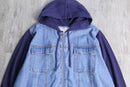 sweat switch front zip denim hoodie