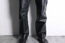 black color real leather stitch design pants