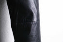 black color real leather stitch design pants
