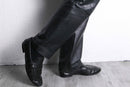 black color real leather stitch design pants