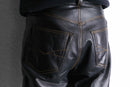 black color real leather stitch design pants
