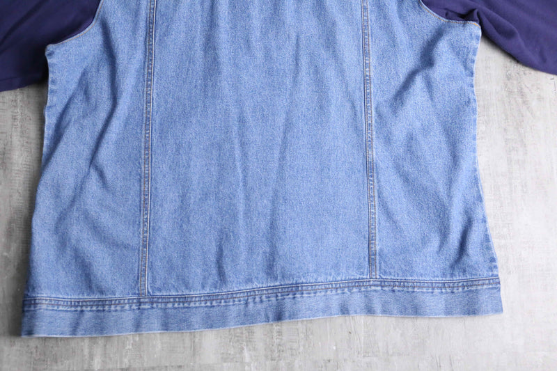 sweat switch front zip denim hoodie