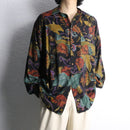 botanical pattern loose L/S shirt