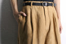 brown beige fake suede wide tapered pants