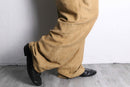 brown beige fake suede wide tapered pants