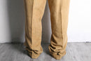 brown beige fake suede wide tapered pants