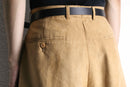 brown beige fake suede wide tapered pants