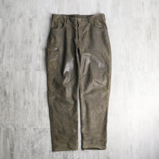 brown color leather cargo pants