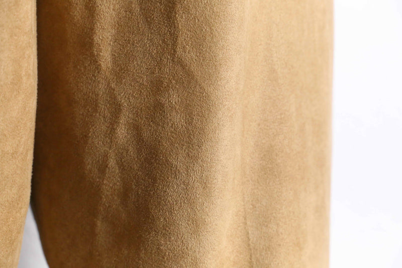 brown beige fake suede wide tapered pants