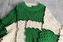 ''Re:make''green× ivory docking pullover knit