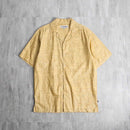 1990’s “STACY ADAMS” mustard geometric pattern linen s/s shirt