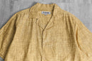 1990’s “STACY ADAMS” mustard geometric pattern linen s/s shirt