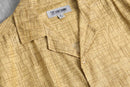 1990’s “STACY ADAMS” mustard geometric pattern linen s/s shirt