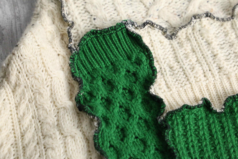 ''Re:make''green× ivory docking pullover knit