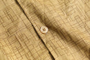 1990’s “STACY ADAMS” mustard geometric pattern linen s/s shirt