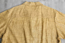 1990’s “STACY ADAMS” mustard geometric pattern linen s/s shirt