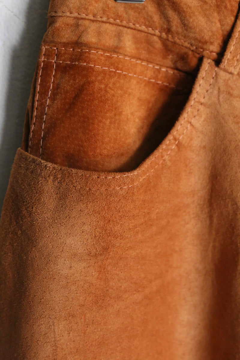 camel color tapered suede leather pants