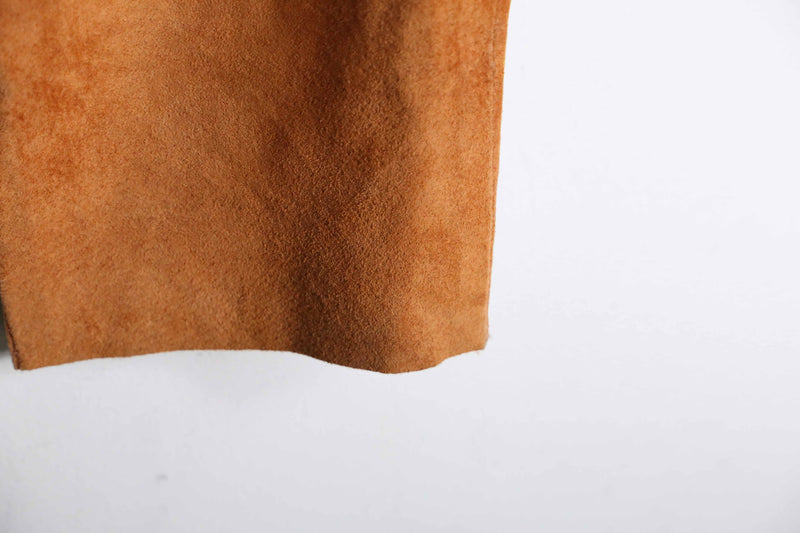 camel color tapered suede leather pants