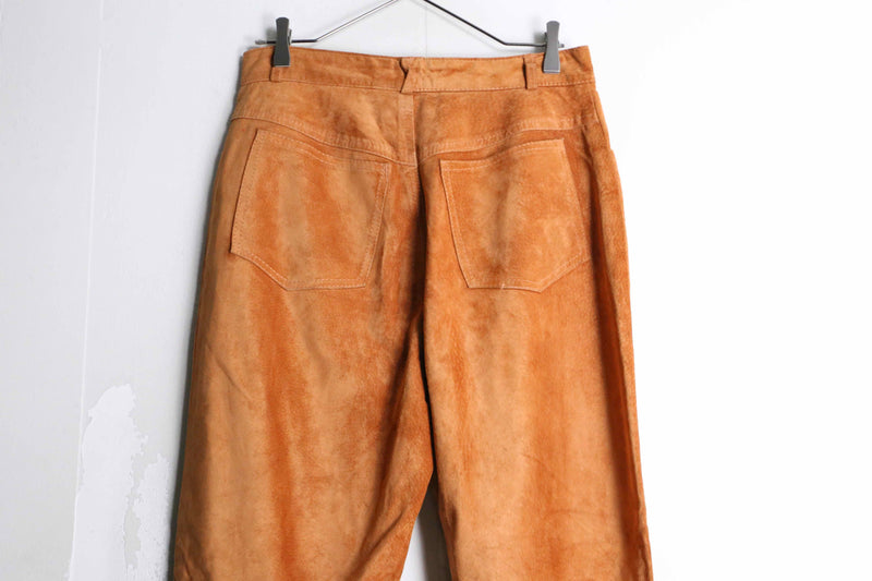 camel color tapered suede leather pants