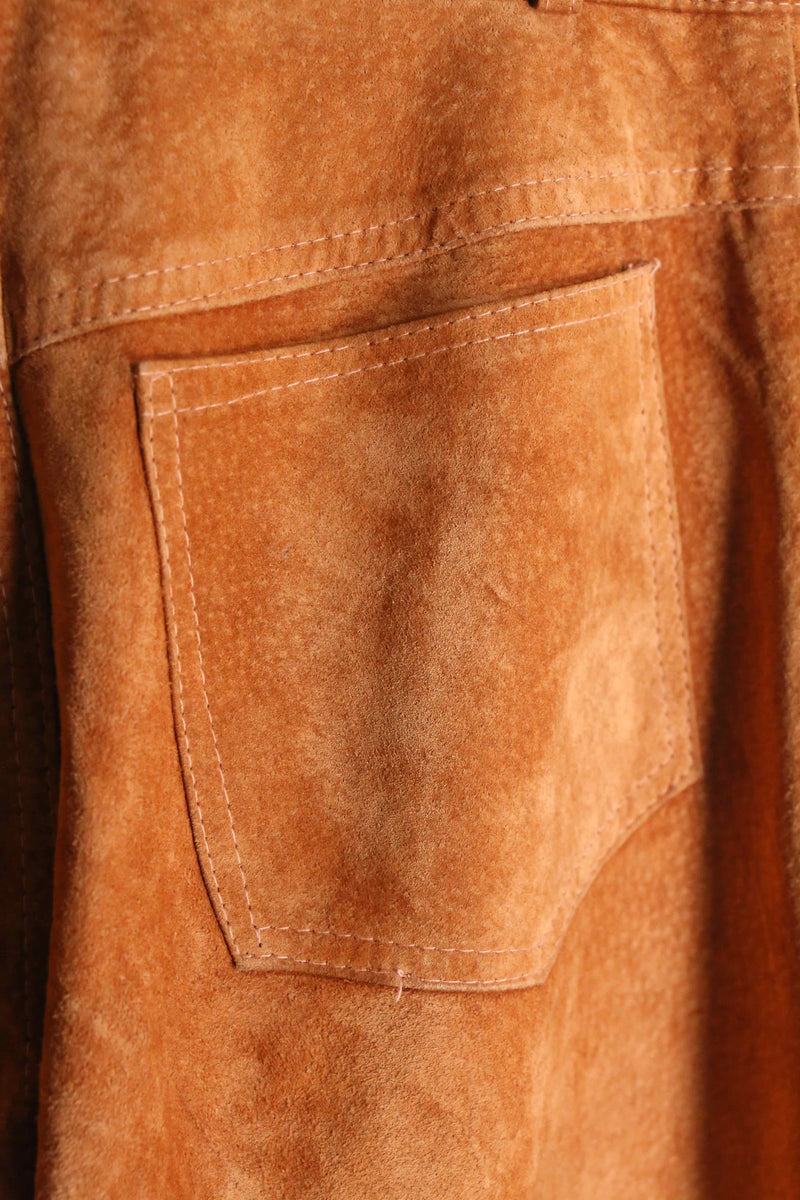 camel color tapered suede leather pants