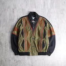 leather × knit geometric patterns blouson