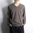 "BURBERRY" charcoal brown V-neck knit