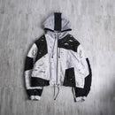 ”Re:make” gray black color damage zip up hoodie