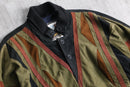 leather × knit geometric patterns blouson
