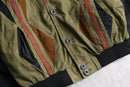 leather × knit geometric patterns blouson