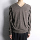 "BURBERRY" charcoal brown V-neck knit
