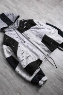 ”Re:make” gray black color damage zip up hoodie