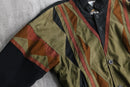 leather × knit geometric patterns blouson