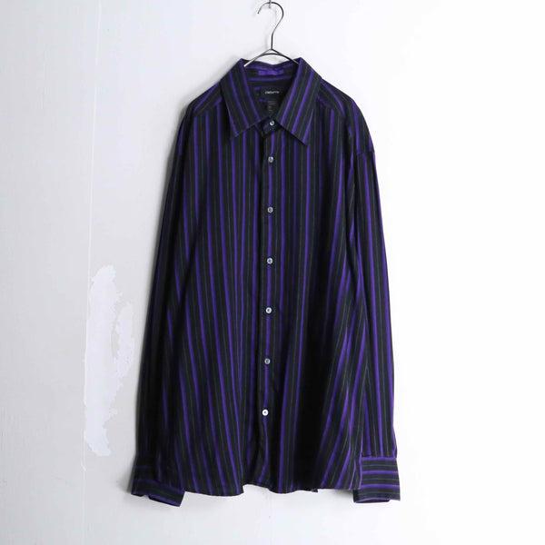 dark tone stripe pattern dress shirt