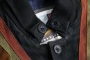 leather × knit geometric patterns blouson