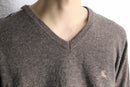 "BURBERRY" charcoal brown V-neck knit
