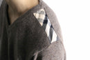 "BURBERRY" charcoal brown V-neck knit