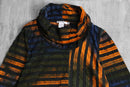 orange gradation random stripe high neck pull