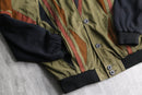 leather × knit geometric patterns blouson