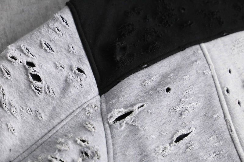 ”Re:make” gray black color damage zip up hoodie