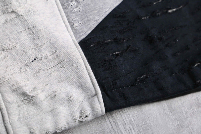 ”Re:make” gray black color damage zip up hoodie