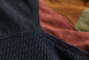 leather × knit geometric patterns blouson