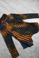 orange gradation random stripe high neck pull