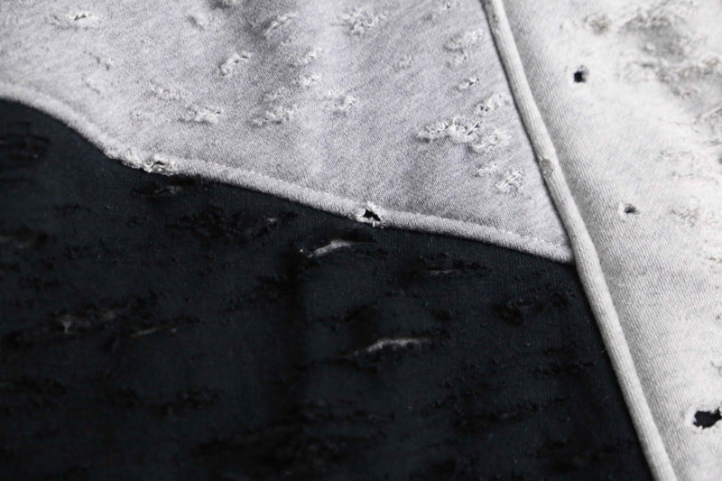 ”Re:make” gray black color damage zip up hoodie